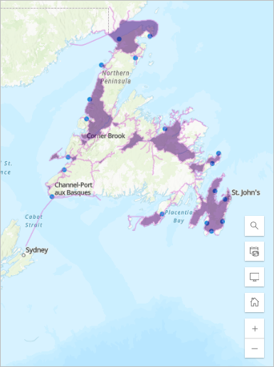 Travel areas surrounding charging stations Travel areas surrounding charging stations